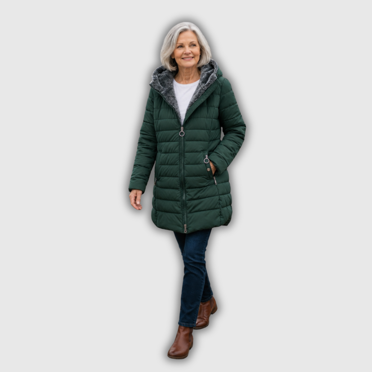 Cappotto invernale trapuntato con cappuccio