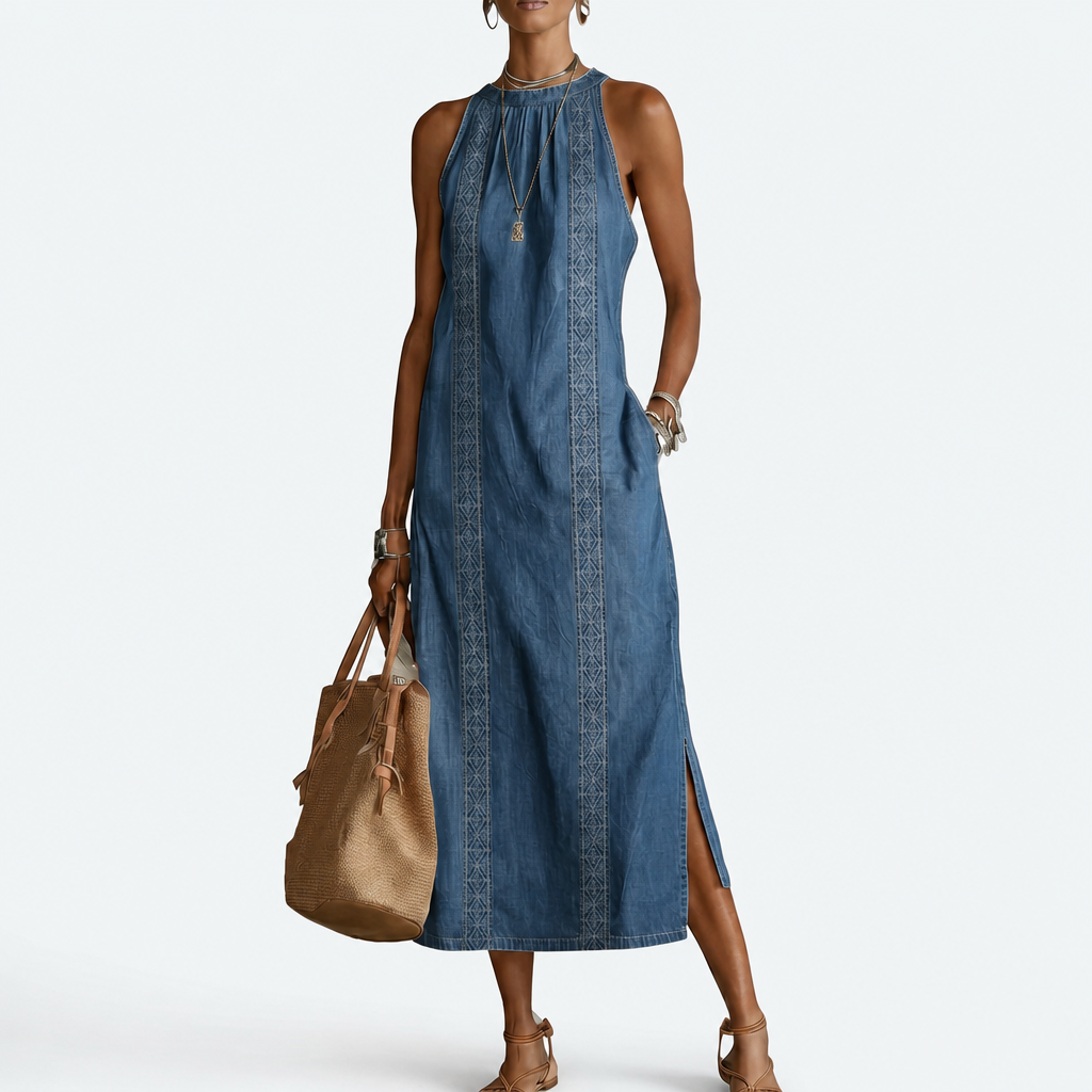 Soline | Abito in denim con pizzo rétro