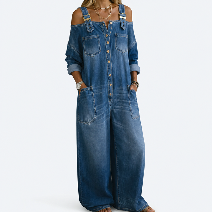 Pernelle | Tuta in denim con spalle scoperte