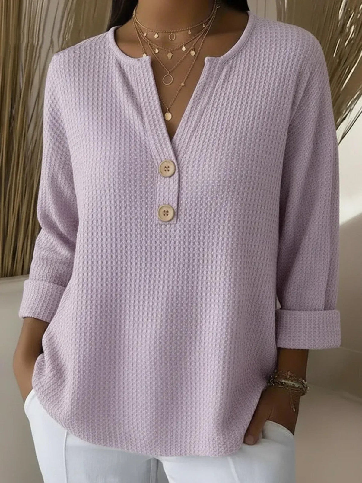 Maglia Henley Goffrata con Bottoni