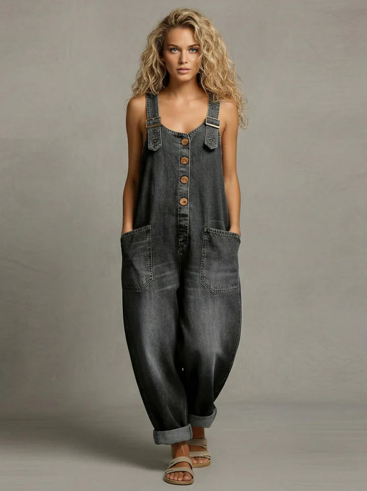 Tuta in Denim con Tasche
