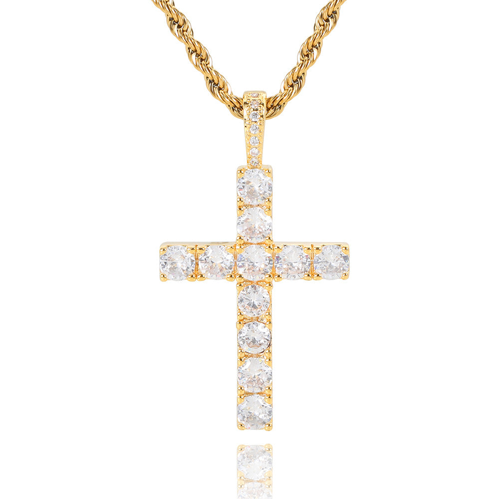 Collana croce in moissanite