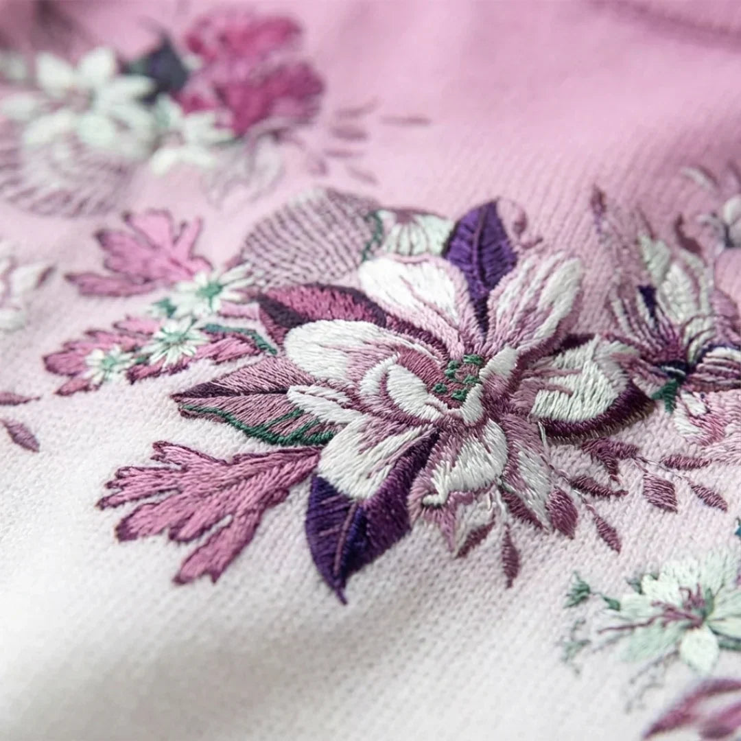 Maglione Floreale con Collo Rovesciato
