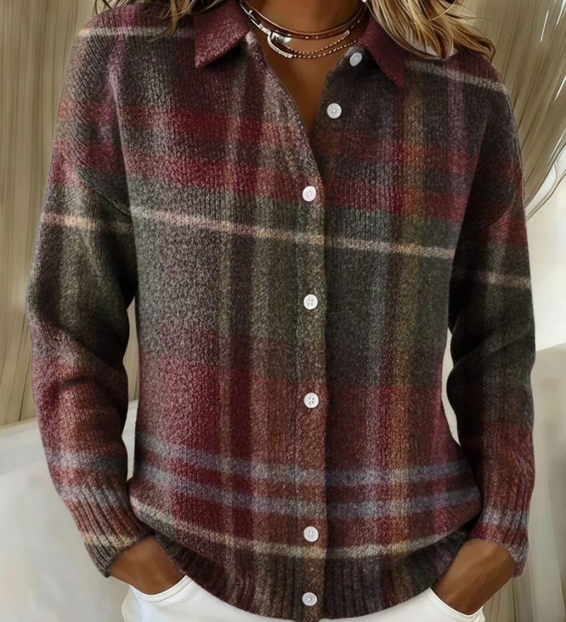 Cardigan in Maglia a Quadri Classici