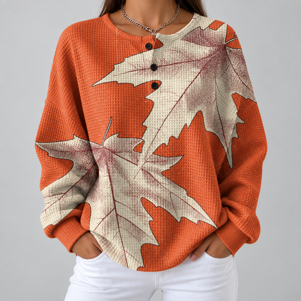 Maglione Arancione a Foglie d'Acero