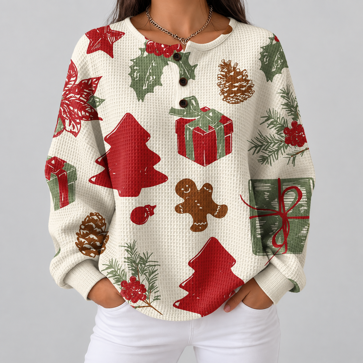 Maglione con Alberi e Regali di Natale