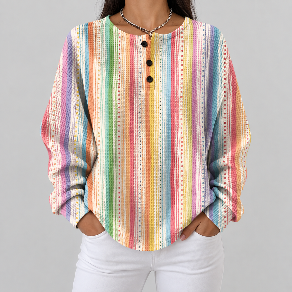 Maglione a Righe Verticali Colorate