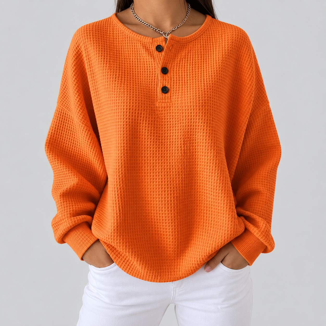 Maglione a Nido d'Ape in Tinta Unita