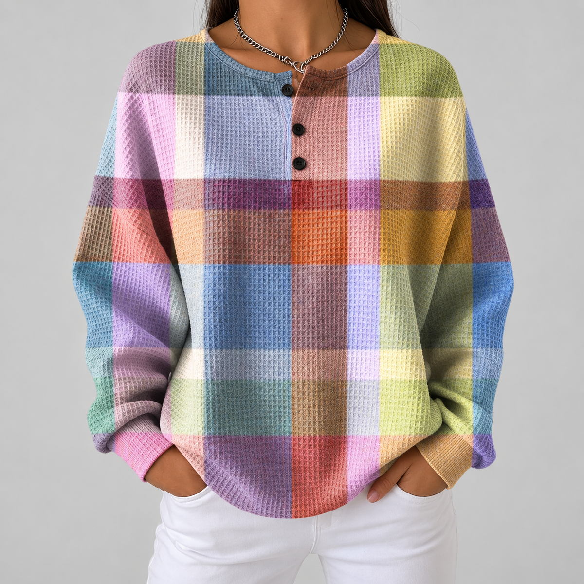 Maglione a Quadri Pastello