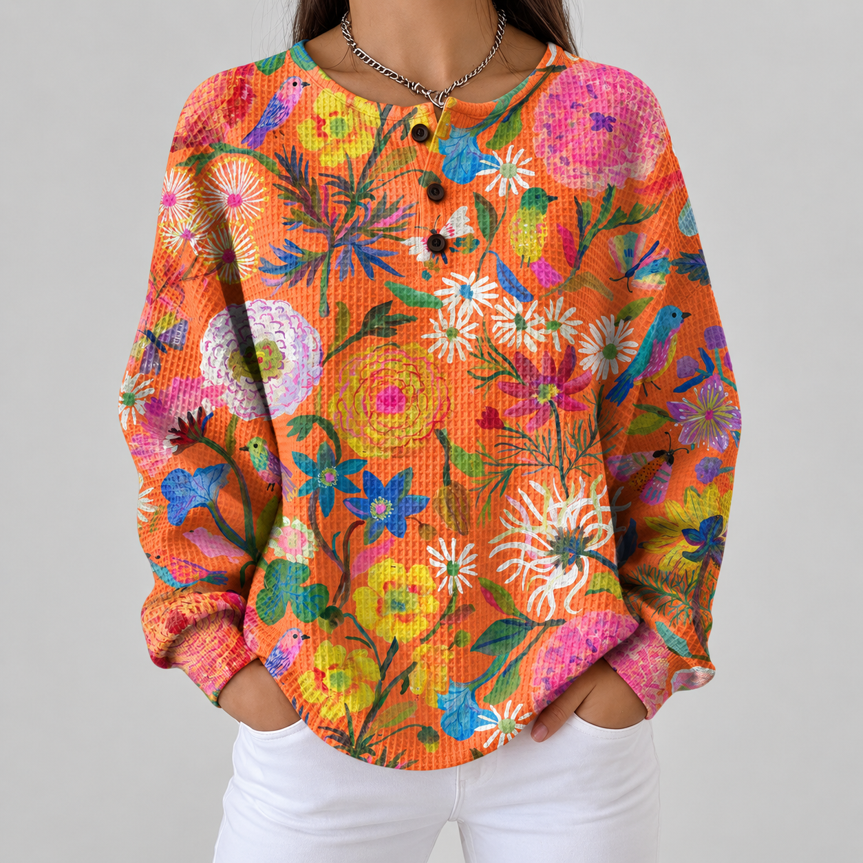 Maglione Arancione a Fiori