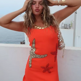 Valencia - Abito mini senza maniche con paillettes e stelle