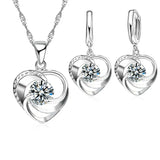 Collana e Orecchini in Argento Sterling a Forma di Cuore
