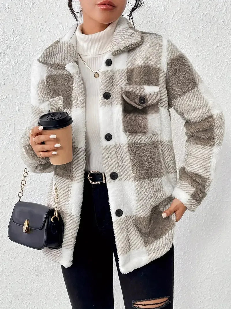 Giacca in Pile a Righe Elegante