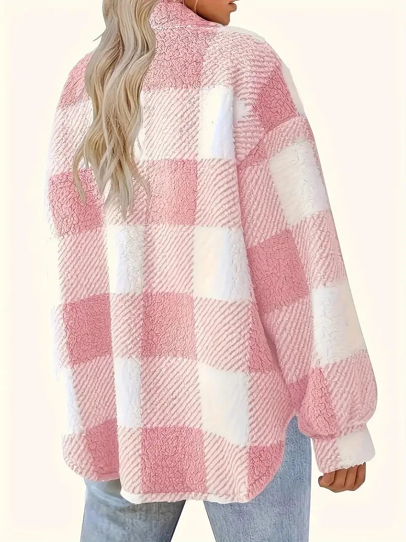 Giacca in Pile a Righe Elegante