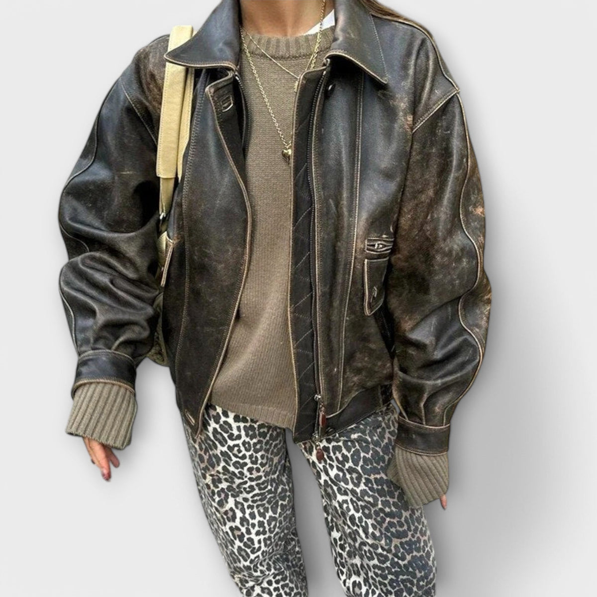 Chandra - Jeans Vintage con Stampa Leopardata