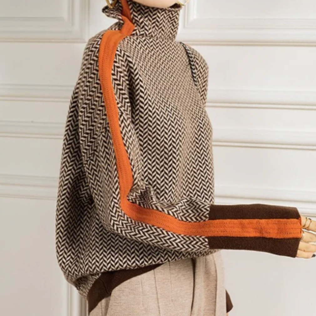 Éléonore | Maglione Collo Alto Luxe in Chevron