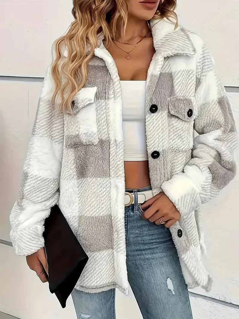 Giacca in Pile a Righe Elegante