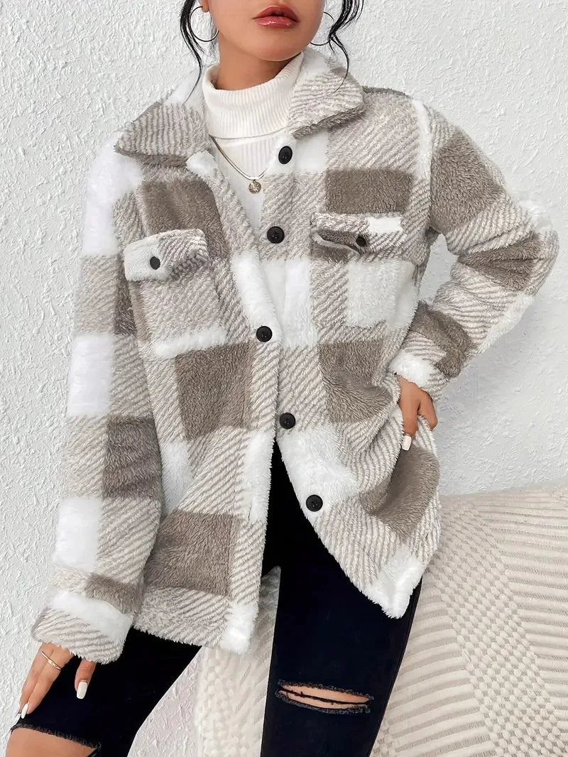 Giacca in Pile a Righe Elegante
