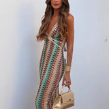 Dune - Abito multicolore con scollo a V e spalline incrociate