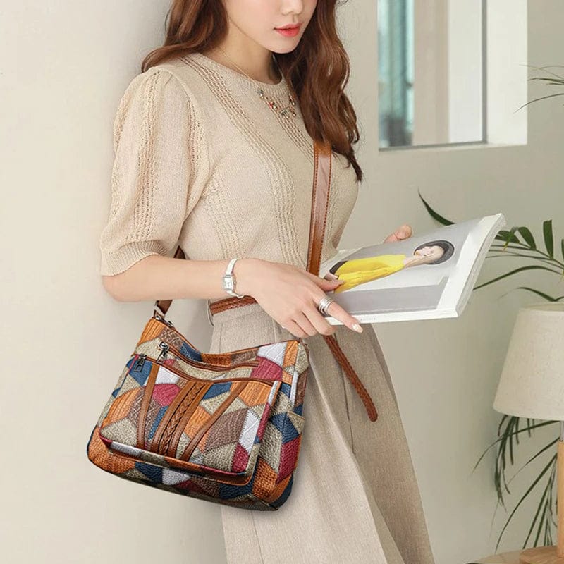 Laura | Borsa a Tracolla in Pelle con Motivo Mosaico