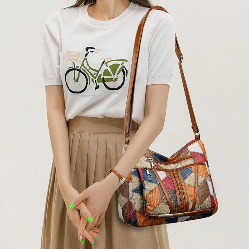 Laura | Borsa a Tracolla in Pelle con Motivo Mosaico