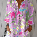 Blusa Rosa con Fiori Eleganti