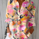 Blusa Rosa con Fiori Eleganti