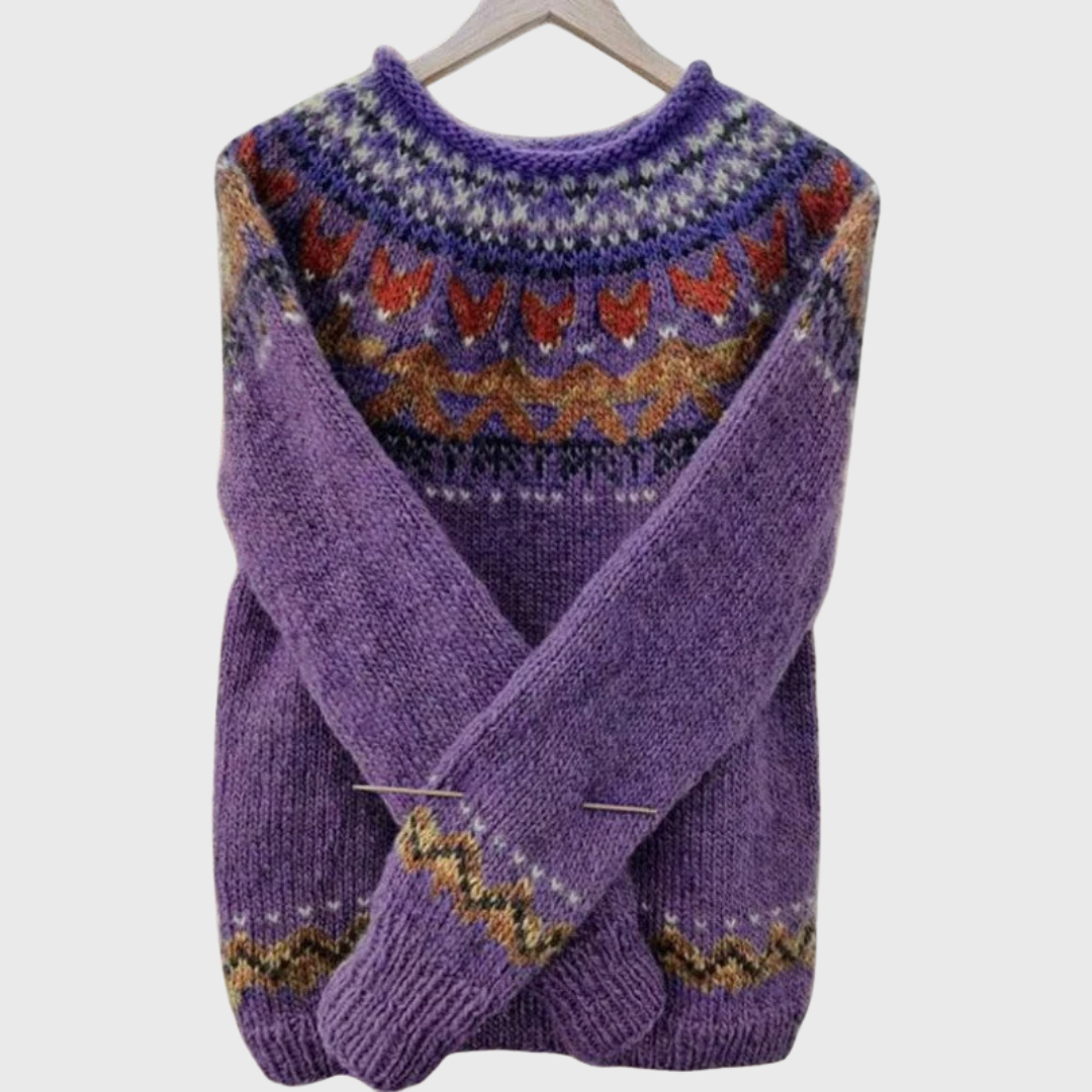 Maglione Lilla con Motivo Norvegese