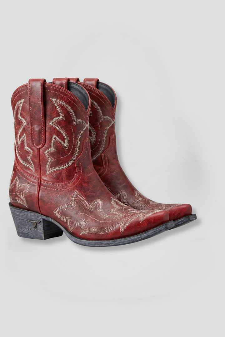 Stivale western con cuciture decorative