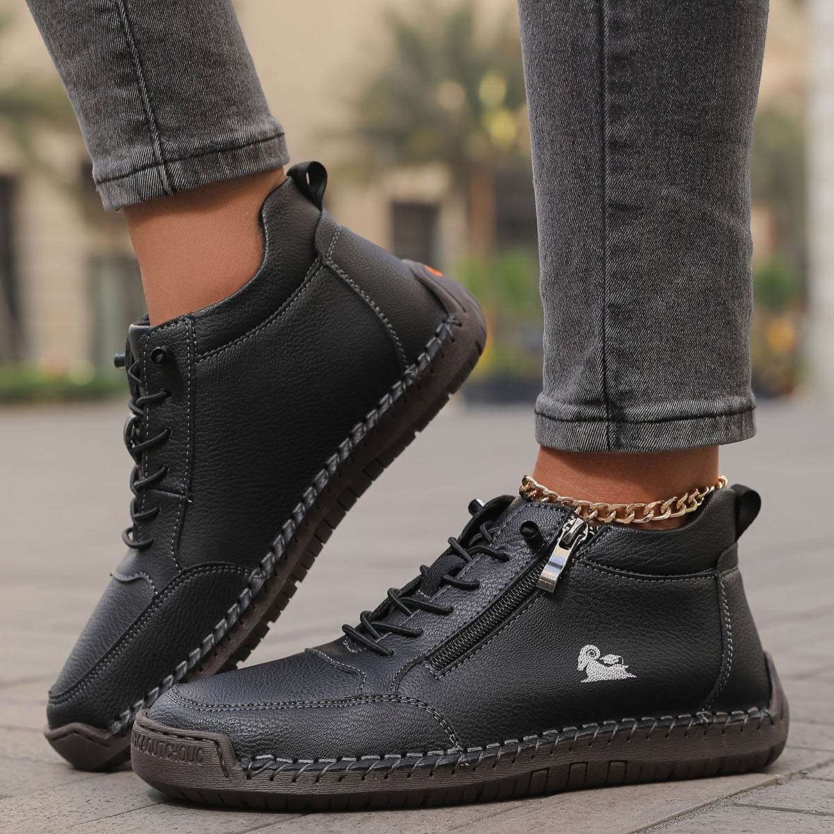 Scarpe con Lacci e Zip Laterale