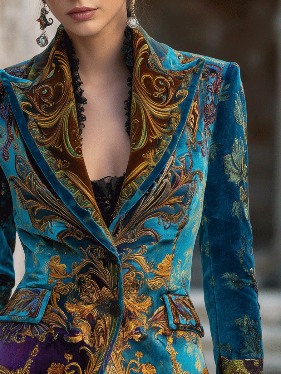 Blazer sartoriale in velluto barocco