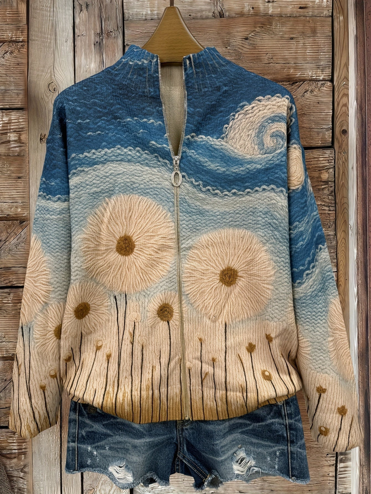 Cardigan con Zip e Soffioni
