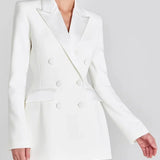 Sofia | Blazer Bianco Doppiopetto in Raso