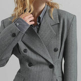 Sofia | Blazer Grigio Striato con Cintura
