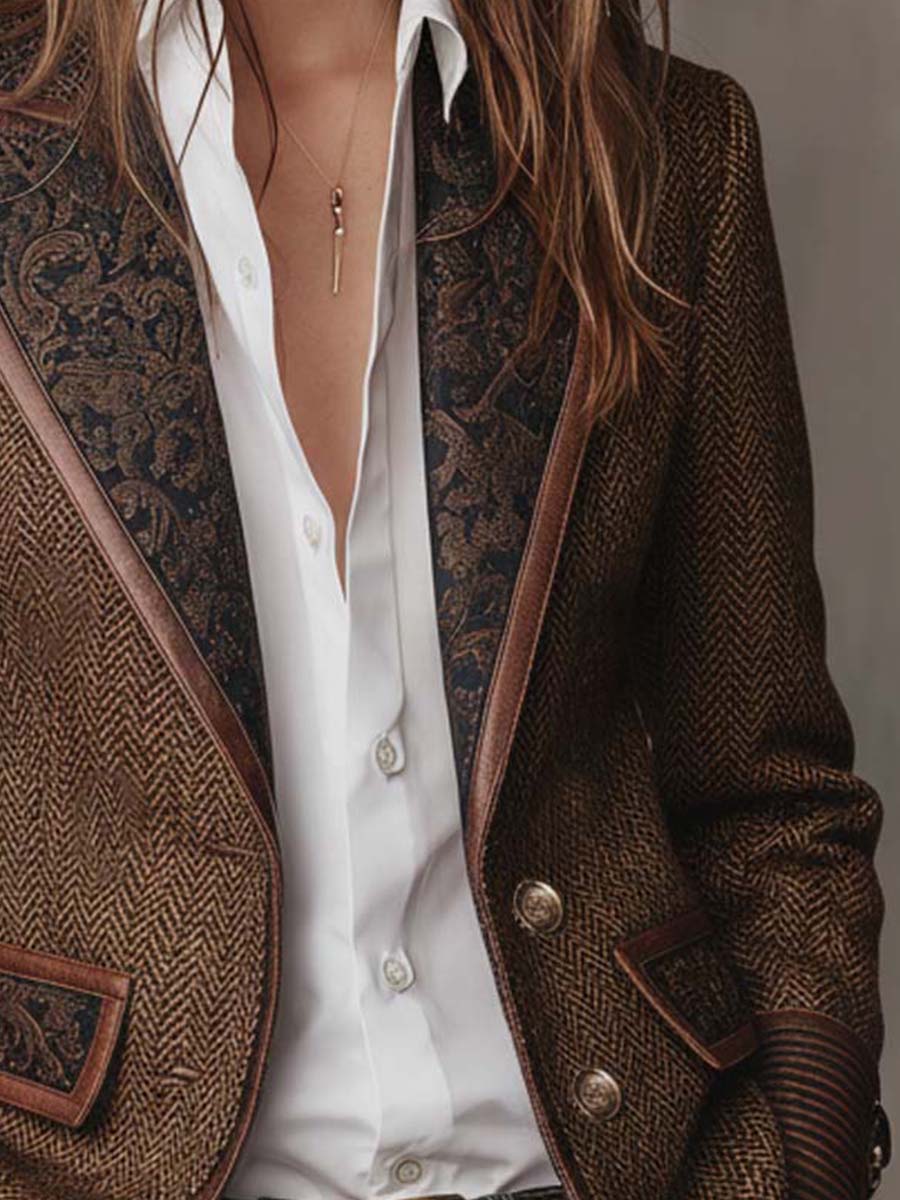 Blazer in tweed a spina di pesce