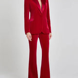Sofia | Blazer in Velluto Rosso con Revers a Picco