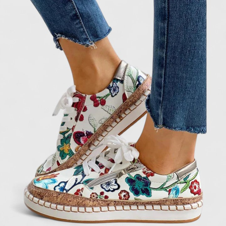 Sneakers Floreali con Zip