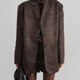 Sofia | Blazer Marrone in Suede Oversize