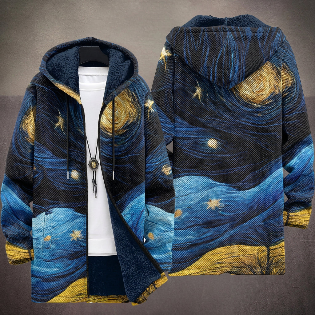 Cappotto con Cappuccio a Motivo Notte Stellata
