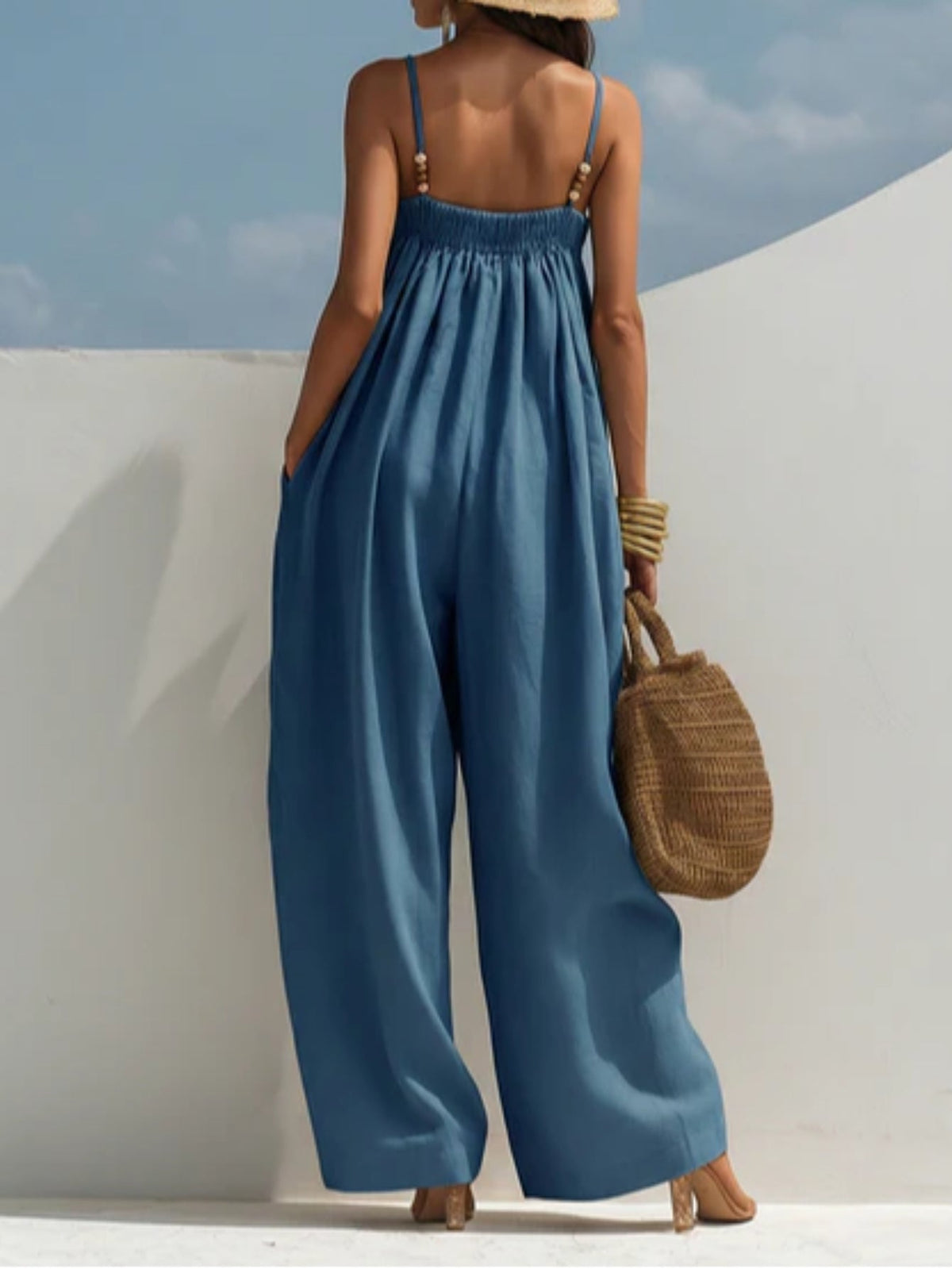 Tuta in Denim a Gamba Larga