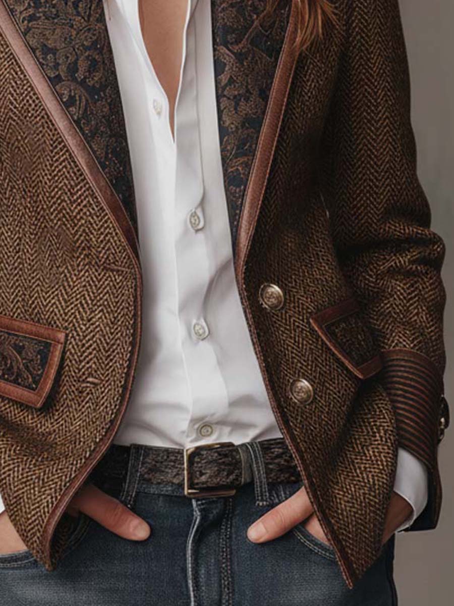 Blazer in tweed a spina di pesce
