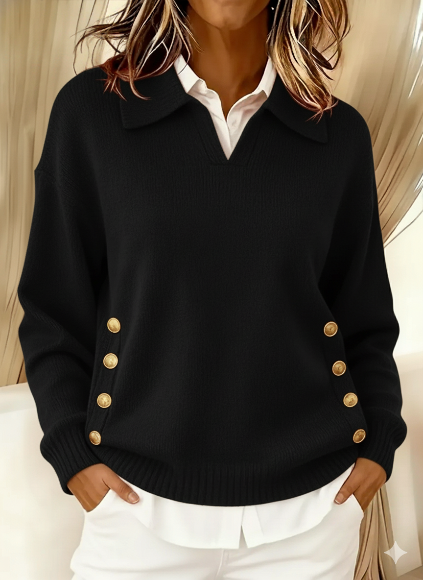 Maglione con Collo Polo e Bottoni