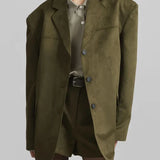 Sofia | Blazer Oversize in Suede Verde Militare