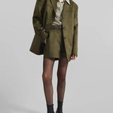 Sofia | Blazer Oversize in Suede Verde Militare