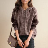 Julie | Maglione con Cappuccio in Maglia a Treccia