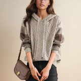 Julie | Maglione con Cappuccio in Maglia a Treccia