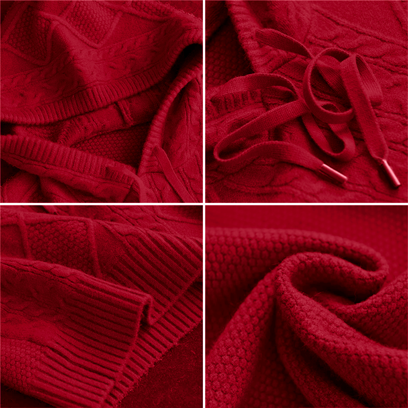 Julie | Maglione con Cappuccio in Maglia a Treccia