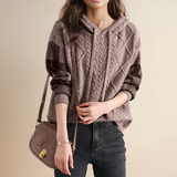 Julie | Maglione con Cappuccio in Maglia a Treccia