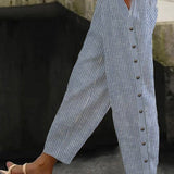 Linaya - Pantaloni con bottoni a righe