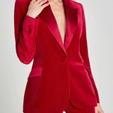 Sofia | Blazer in Velluto Rosso con Revers a Picco